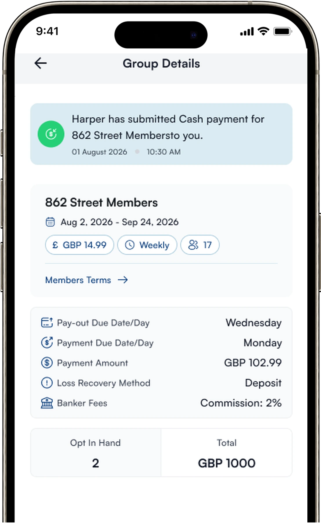 Banker dashboard inside the Pardner Pal app