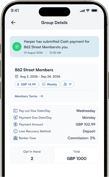 Banker dashboard inside the Pardner Pal app